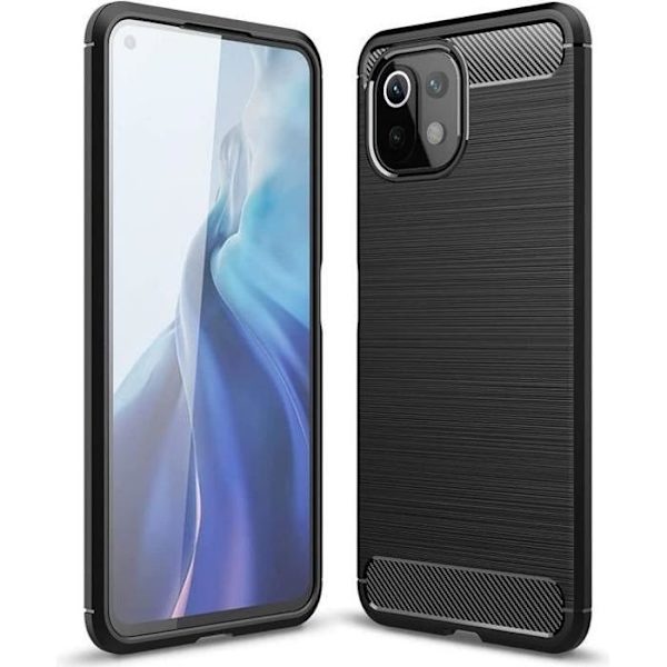 Beskyttelsescover til Xiaomi Mi 11 Lite 5G - E.F.CONNECTION - Stålstriber - Stødabsorberende Silikone - Sort Svart
