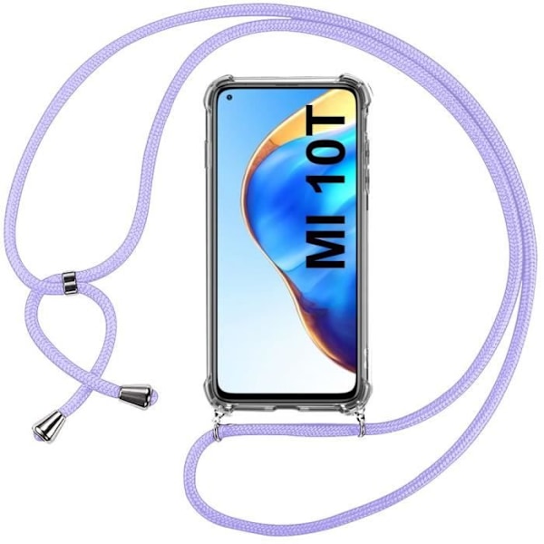 Coque - E.F.Connection - Mi 10T - Transparent - Repellerande - Stötdämpande - Lila snöre Transparent-lila