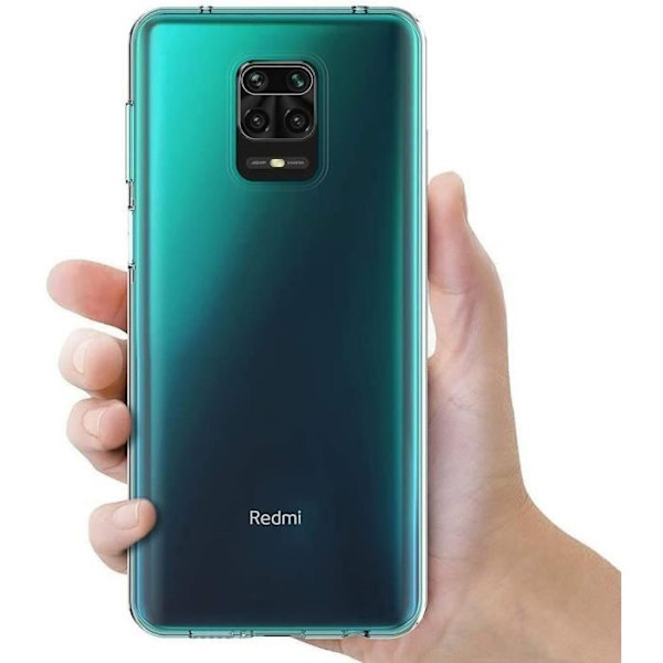 Fodral för Redmi Note 9 Pro (6,67 tum) högresistent silikon anti-chock + härdat glas Transparent