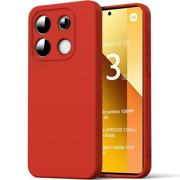 Skyddshölje - Xiaomi - Redmi Note 13 5G - Flytande Silikon - Ultra Slim - Röd Röd