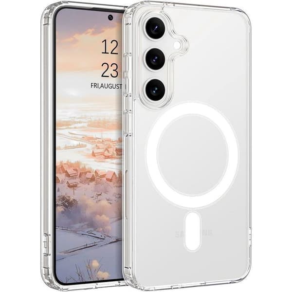 Skyddsskal för Samsung Galaxy S25 - Stötsäker - Magnetisk Ring - Transparent - med 2 härdade glas Transparent