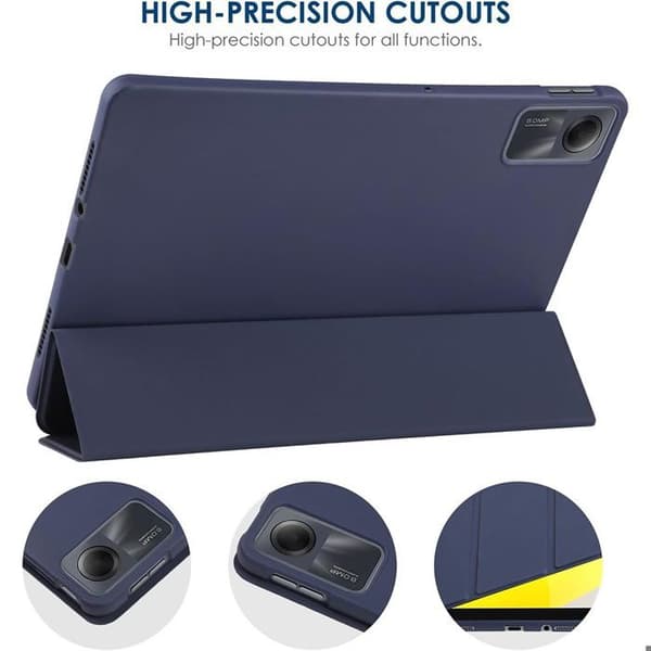 Coque + Härdat Glas - för Xiaomi Redmi Pad SE - Repfritt Skydd - Fällbart Stöd - Mörkblå marinblå
