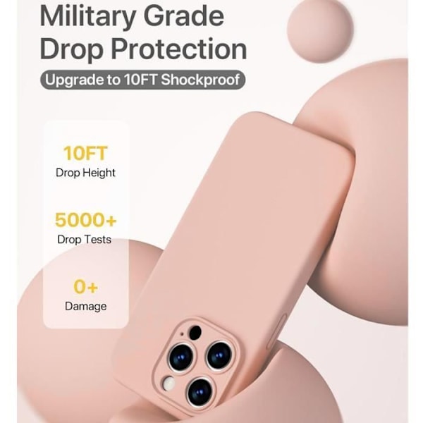 Fodral för iPhone 16 Pro Max - Smal stötsäker Matt Flytande Silikonskydd - Rosa + 2 härdade glasögon
