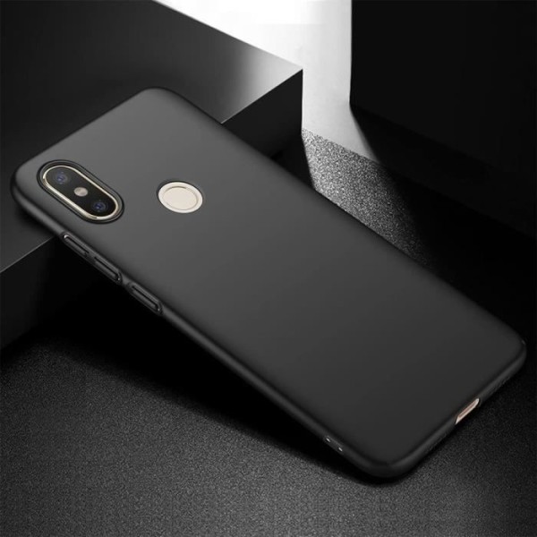 Fodral till Xiaomi Mi 8 SE (5,88") Pack 2 härdade glasögonfodral Flytande silikon Stötsäkert skydd Svart Svart