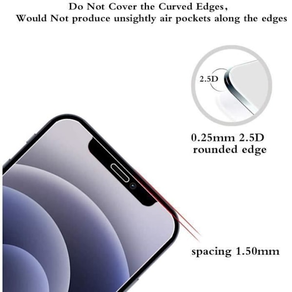 Härdat Glas - E.F.CONNECTION - för iPhone 12 Mini - 3-pack - Skärm Skydd - Face ID Utskärning