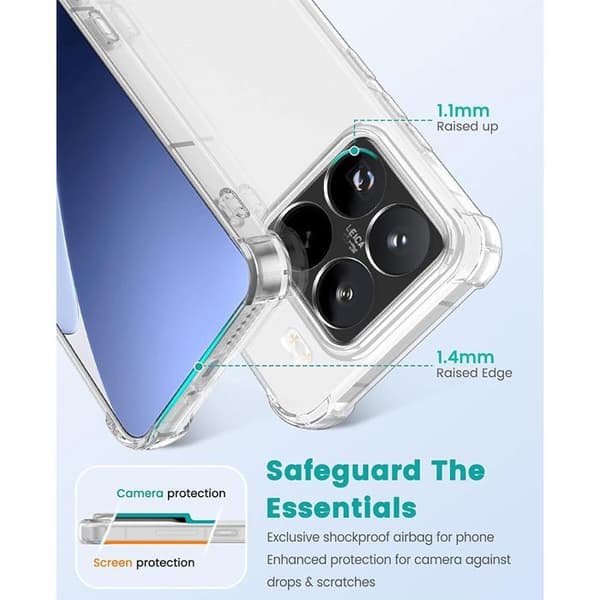 Skyddsfodral - E.F.CONNECTION - för Xiaomi 15 Pro - TPU Stötskydd - Transparent - 2 Härdat Glas Transparent