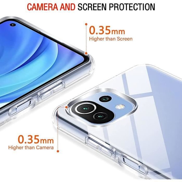 Fodral för Xiaomi Mi 11 Lite Protection 4 förstärkta hörn + 2 transparenta härdade glasögon