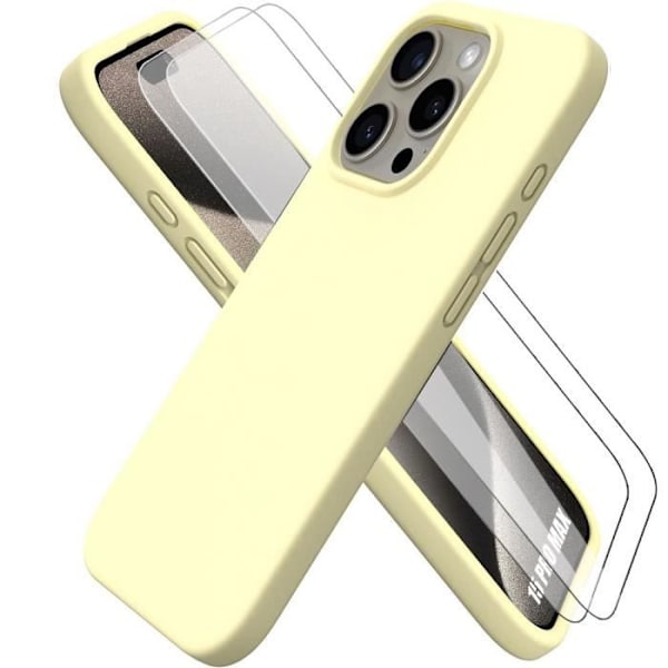 Skyddsskal - Silikon - för iPhone 15 Pro Max - Stötsäker - Repfria - Gul Gul