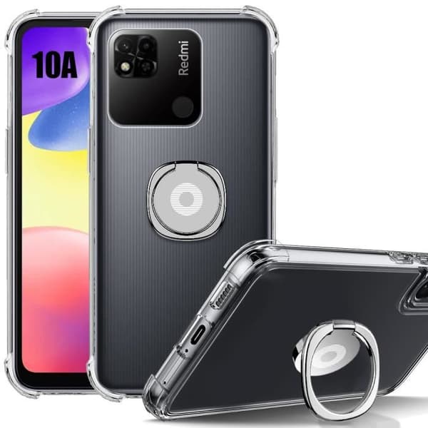 Coque - E.F.CONNECTION - För Xiaomi Redmi 10A/9C - Silikon Stötsäker - Silver Stöd - Förstärkta Hörn transparent-silver