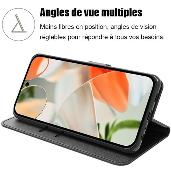 Fodral och 2 härdade glasögon för Google Pixel 9 - Anti-Scratch Plånboksfodral i svart syntetiskt läder
