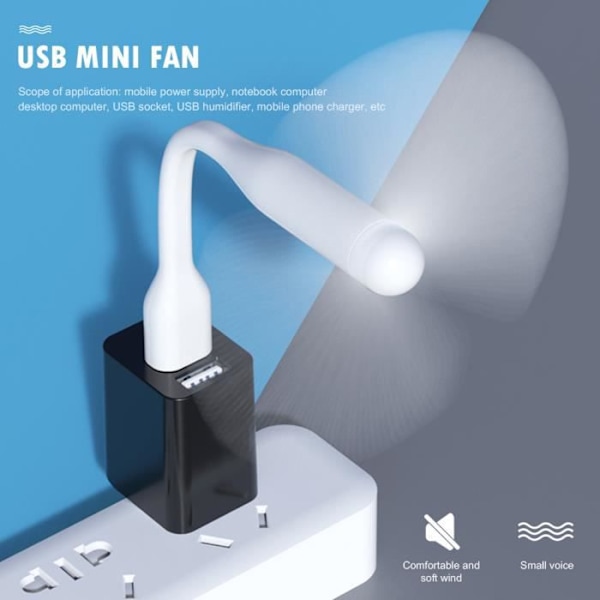 Mini Flexibel hopfällbar USB-fläkt för bärbar dator - Vit