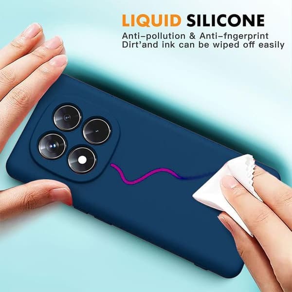 Silicone-fodral för Xiaomi Redmi Note 15 Pro Plus 5G - Rep- och chockresistent - Mörkblå - 2 glas marinblå