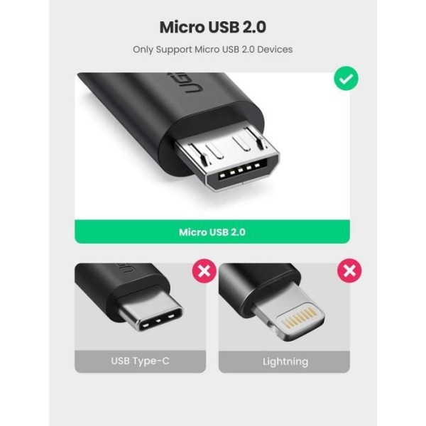 USB hun til mikro USB han kabel adapter Sort