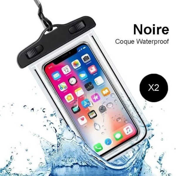 Vattentät Fodral - E.F.CONNECTION - 2-pack - Smartphone Skydd - Tillgång till Pekskärm - Perfekt för Simning Svart