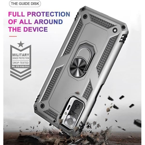 Coque - Redmi - Note 10Pro 4G - Stå, Stöd - Förstärkt Skydd - Silver Silver