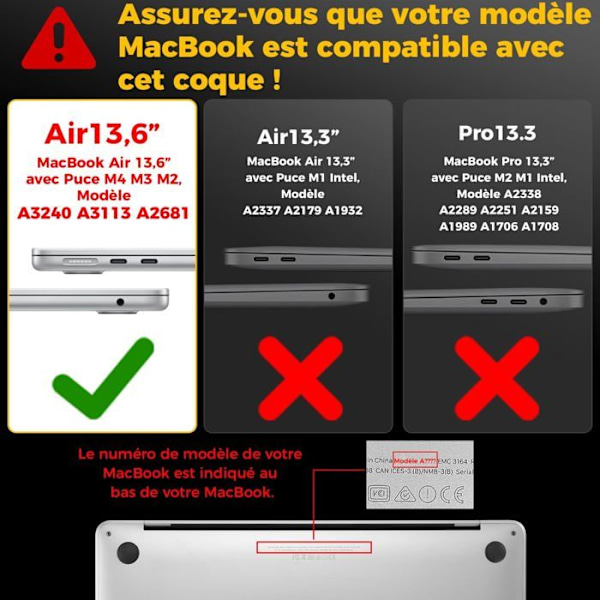 Hårdskal - MacBook Air - M2 M3 M4 - 13.6 Tum - Skydd - Touch ID Färg: Klar Kristall