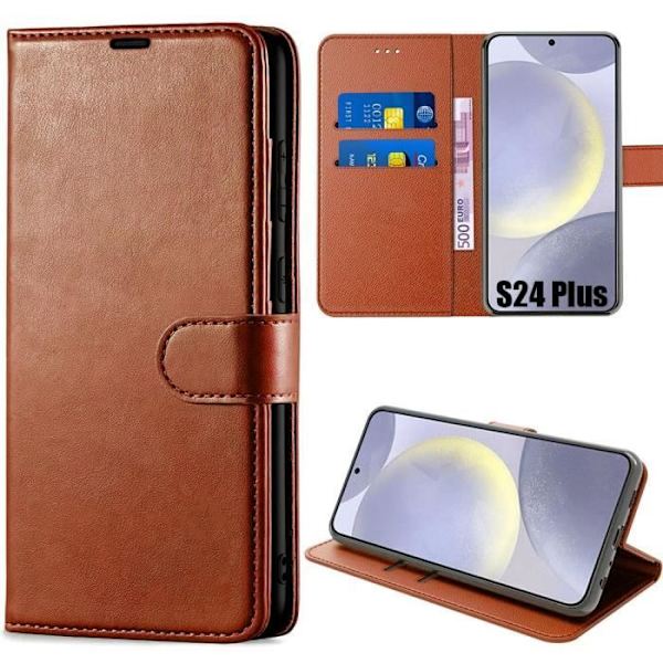 Coque - Samsung - Galaxy S24 Plus - PU-läder - Brun - Dubbel facet magnetlås kastanj