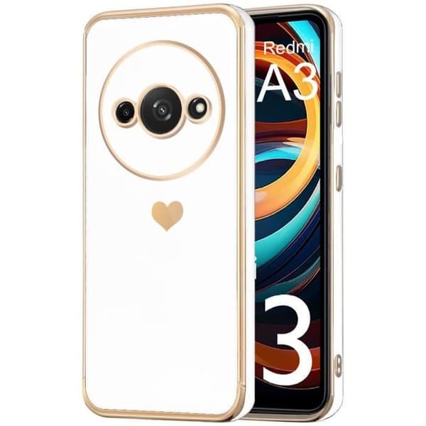 Silicone-fodral för Xiaomi Redmi A3 - Flexibelt - Repfria skydd - Hjärtmönster Vit
