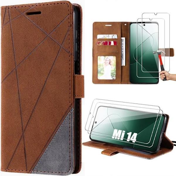 Skydd för Xiaomi 14 - MÄRKE - Brun - PU-läder - Stötabsorberande - Magnetisk fodral kastanj