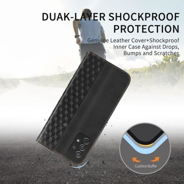 Coque - OPPO - Find X5 Pro - PU Læder Sort - Mosaikmønster - Video Stativ Svart