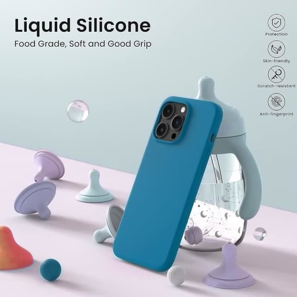 Telefonfodral - Silikon - för iPhone 15 Pro Max - Stötsäker - Ultra Slim - Blå Blå