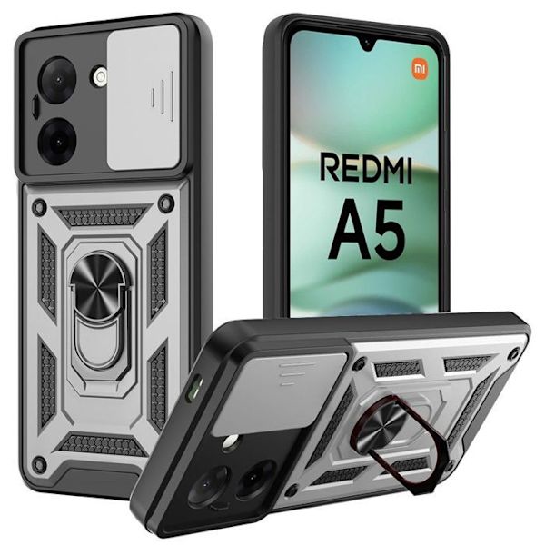 Sagsbeskyttelse til Xiaomi Redmi A5, Forstærket Stødbeskyttelse med Rigid Anti-Ridse Kamerahætte - Sølv Silver