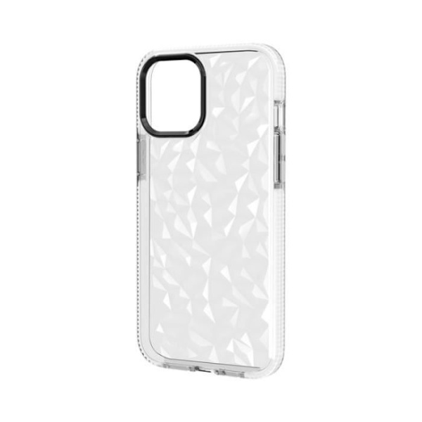 Silikonetui til iPhone 12 Mini, solid stødsikker beskyttelse 3D Elegant diamantmønster - hvid Vit