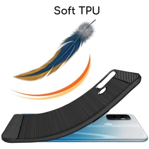 Taske til OPPO A53S Sort Silikone Anti Shock Steel Lines Design TPU Beskyttelse Sort Transparent