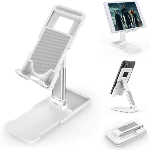 Telefon-/tablet-stöd - 123 - Fällbart - Justerbart - Portabelt - Vitt -