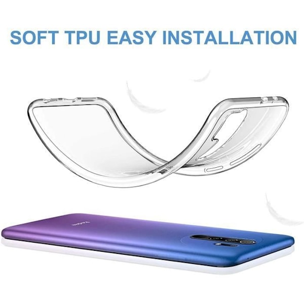 Fodral för Redmi 9 (6,53") - E.F.CONNECTION - Mjuk - Transparent - Förstärkt anti-chock silikonskydd Transparent