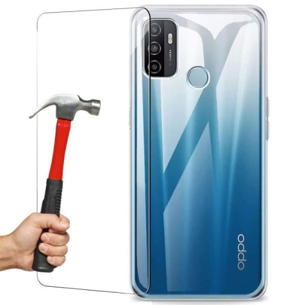 Fodral för OPPO A53S (6,5") + högresistans anti-chock silikon härdat glas Transparent