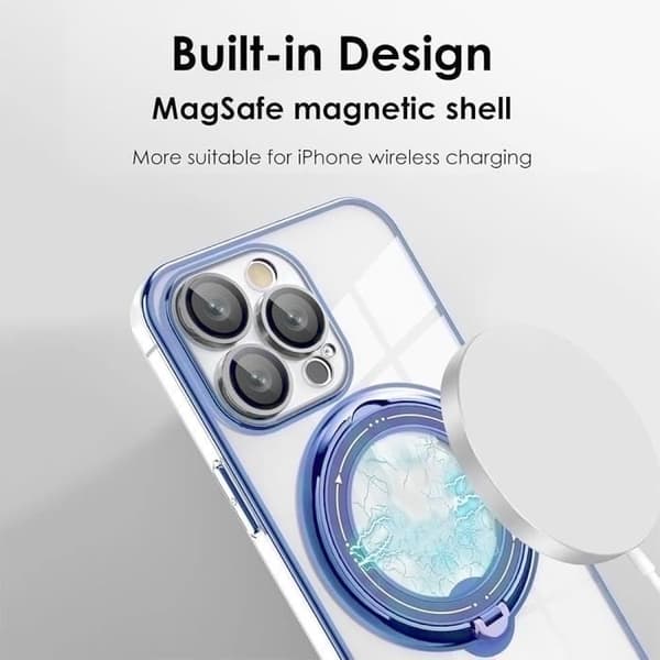 Skyddshölje - Silikon - för iPhone 16 Pro Max - Magnetiskt stöd - Blå - 2 Härdat glas Blå