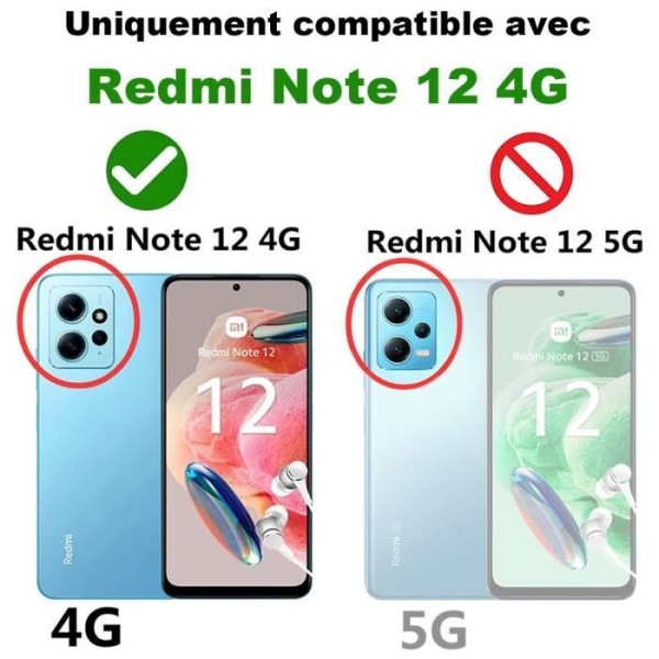 Etui til Xiaomi Redmi Note 12 4G, stødsikker beskyttelse, sort lædereffekt med elegant mosaikmønster