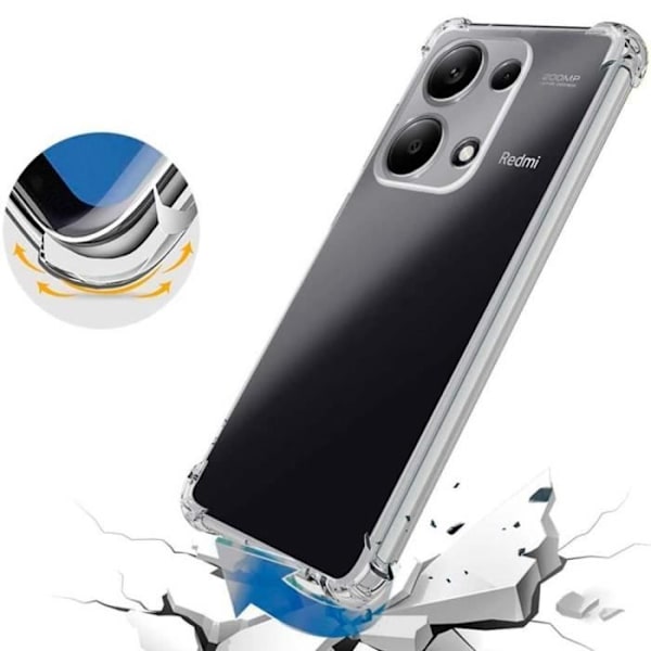Fodral till Xiaomi Redmi Note 13 Pro 4G (ej för 5G) - Transparent stötsäkert silikonskydd + 2 härdade glasögon