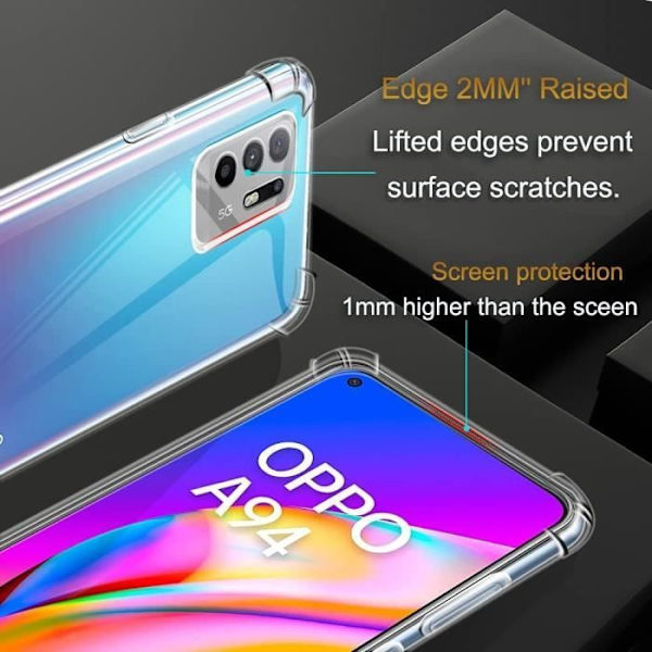 Coque - OPPO - A94 5G - Högmotståndssilikon - Transparent - Flexibel Transparent