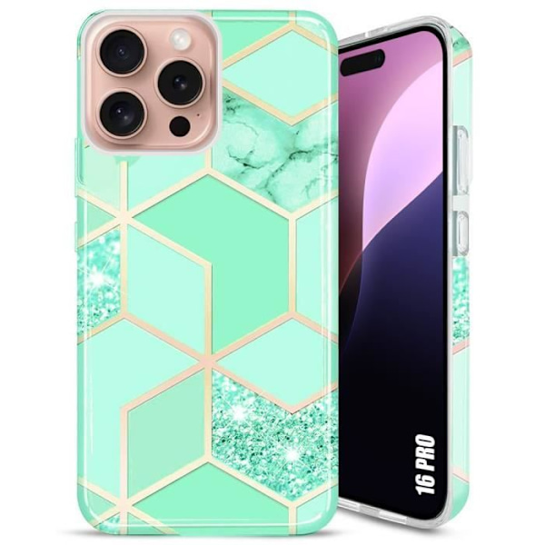 Cover til iPhone 16 Pro, stødsikker beskyttelse Ultra tynd silikone + PC-resistent anti-ridse turkis