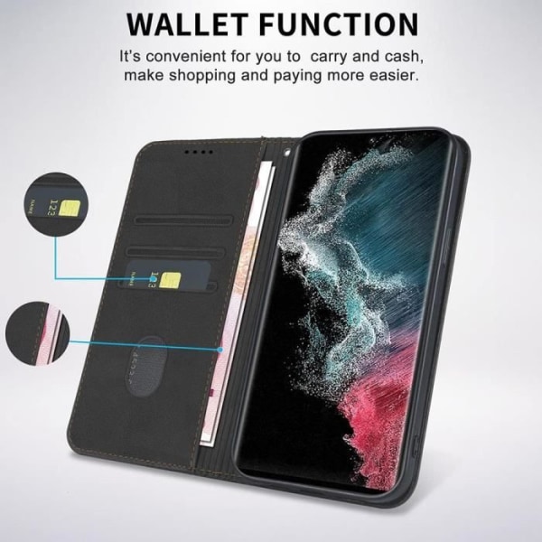 Coque - OPPO - A54 5G - Syntetiskt Läder - 2 Härdat Glas - Magnetisk Stängning Svart