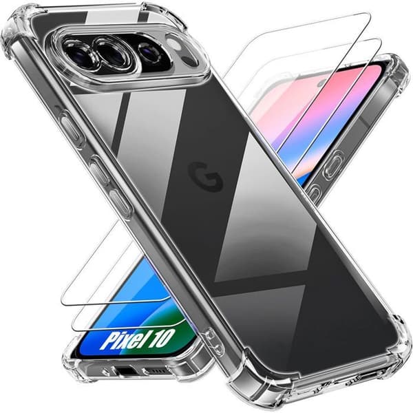 Siliconfodral - för Google Pixel 10 - Stötabsorberande Slim Med Förstärkta Hörn - 2 Härdade Glas Transparent