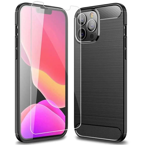 Cover til iPhone 13 Pro Max (6,7) sort silikone og 2 skærmbeskytter af hærdet glas