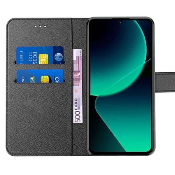 Coque + 2 Beskyttelsesglas - Xiaomi - 13T/13T Pro - Stødabsorberende Etui - PU Læder - Sort Svart