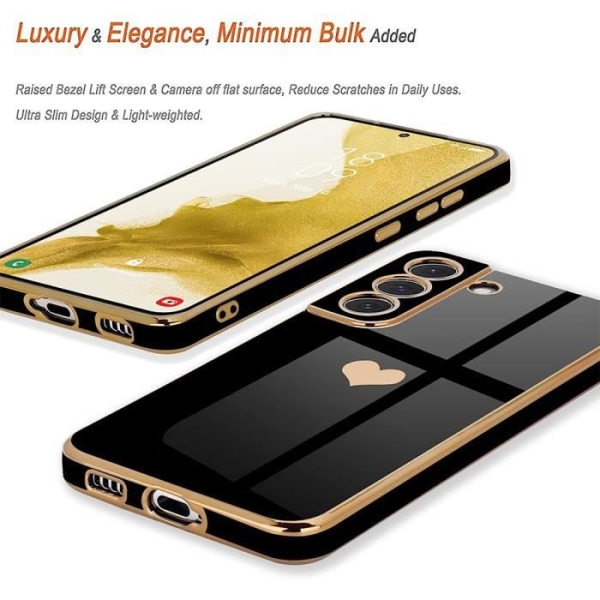 Etui til Xiaomi Redmi A2 stødsikkert hjertemønster Luxury Love Protection TPU Sort