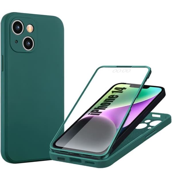 Coque Intégrale 360 - EF CONNECTION - för iPhone 14 - Nattgrön - Anti-Rip - Lätt Flexibel Midnattsgrönt