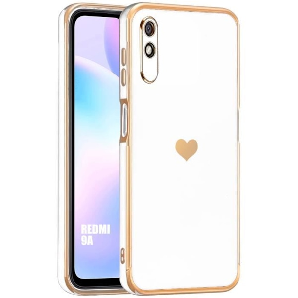 Lyxigt mjukt TPU Anti-repa hjärta Mönsterfodral för Xiaomi Redmi 9A - Vit