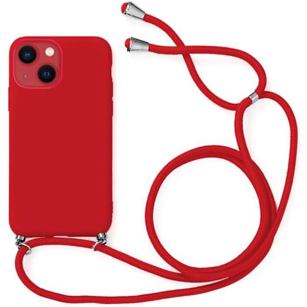 Skyddsfodral för iPhone 13 Mini - E.F.CONNECTION - Mjuk - Röd - Med dragsko Röd
