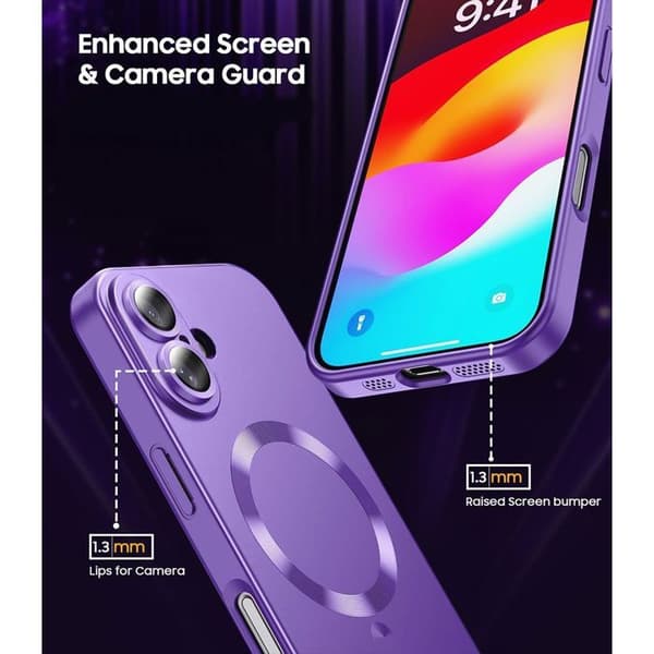 Skyddsskal - E.F.Connection - för iPhone 17 Pro - Silikon med Lila Magnetring Lila