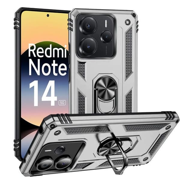 Skyddande skal - Xiaomi - Redmi Note 14 5G - Stötresistent - Represistent - Silver Silver