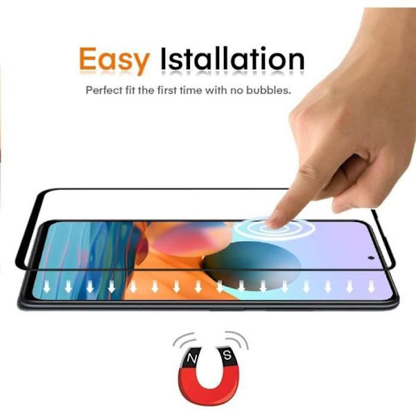 Beskyttelsesfilm - E.F.CONNECTION - Redmi Note 10 5G - Hærdet glas - Høj modstandsdygtighed - Kradsikker Svart