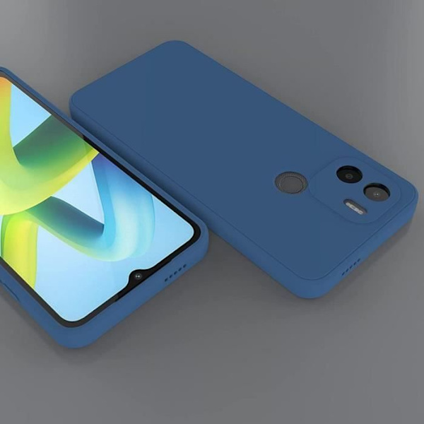 Fodral för Redmi A1+/A2+ (A1 Plus/A2 Plus) + 2 härdat glas silikonskydd Mattblå marinblå
