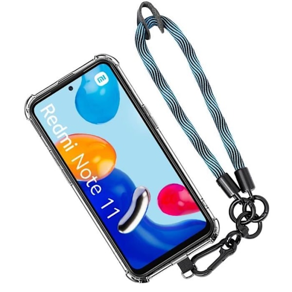 Fodral till Xiaomi Redmi Note 11 - Redmi Note 11S, repförstärkt hörnskydd med blå rem