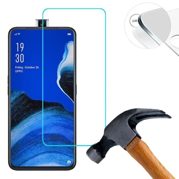 Lusee 2 x härdat glas skärmskydd för Oppo Reno2 Z 6,53 tum Clear 9H 2,5D